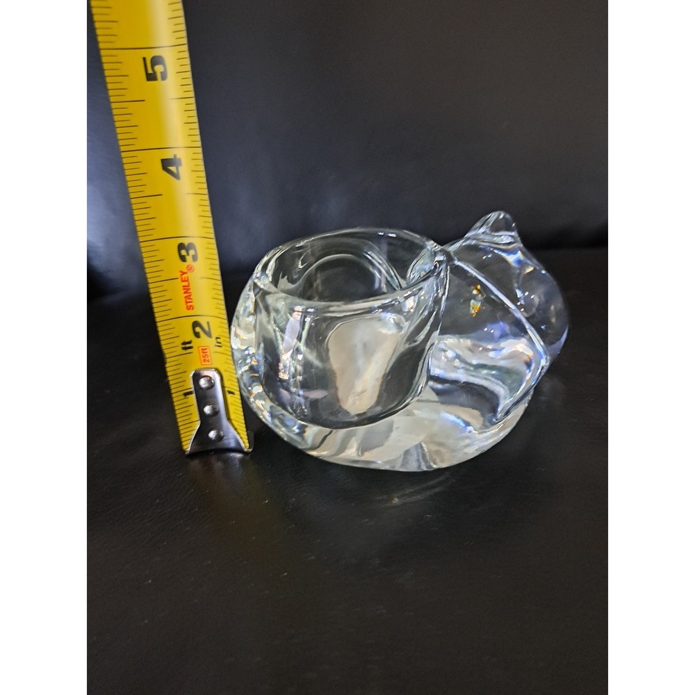 Vintage Indiana Glass Sleeping Cat Kitten Glass Votive Candle Holder - Picture 4 of 5